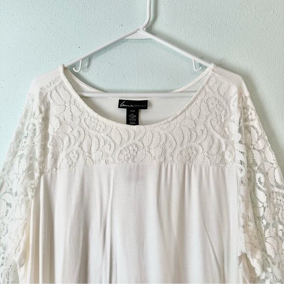 NWT Lane Brant 3/4 Lace Sleeve Top Size 18/20 Off-White White - Picture 2 of 5